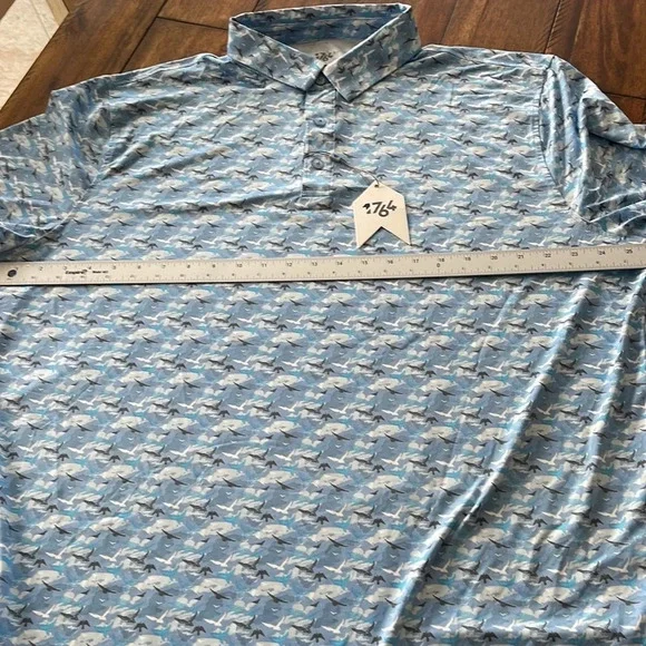 1764 Golf Polo birds clouds All Over Print Performance Mens XL - Picture 11 of 12